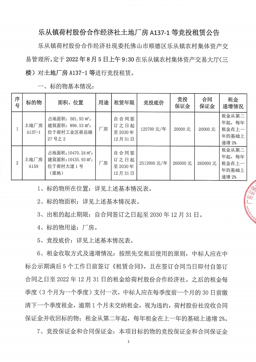 乐从镇荷村股份合作经济社土地厂房A137-1等竞投租赁公告_页面_1.jpg