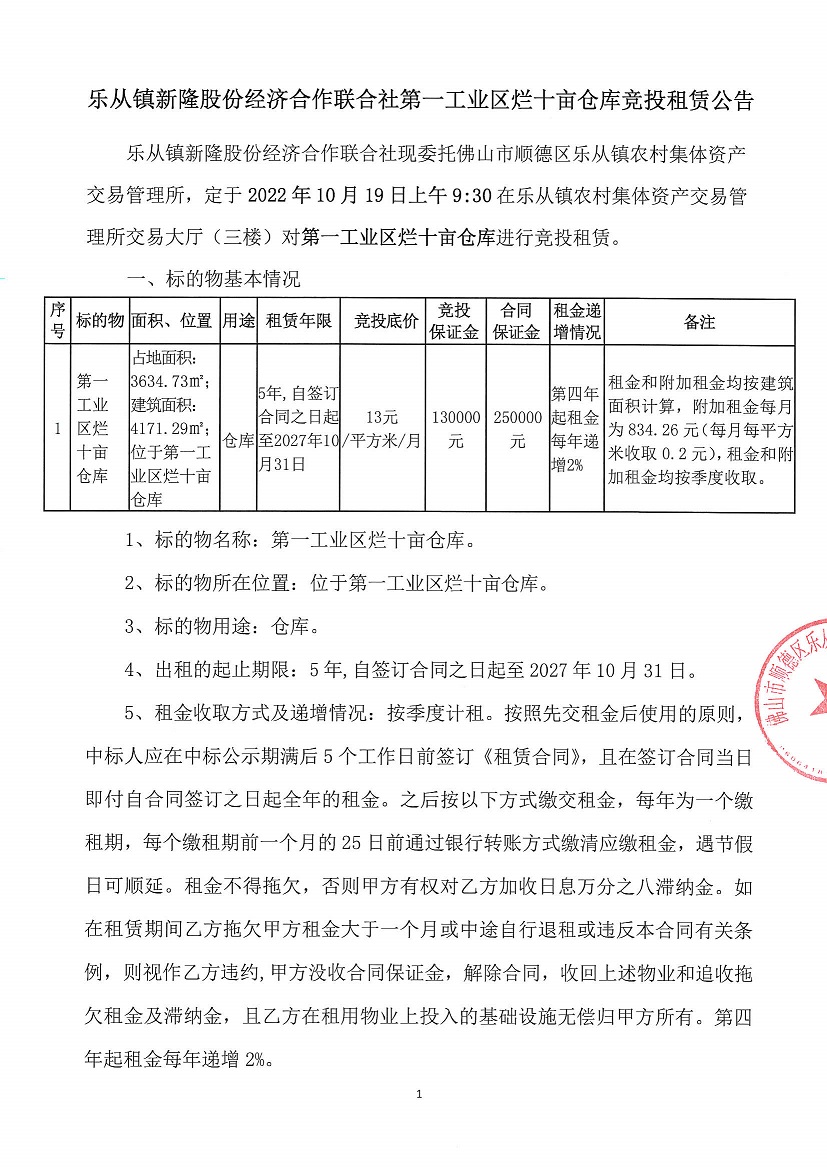 乐从镇新隆股份经济合作联合社第一工业区烂十亩仓库竞投租赁公告_页面_1.jpg